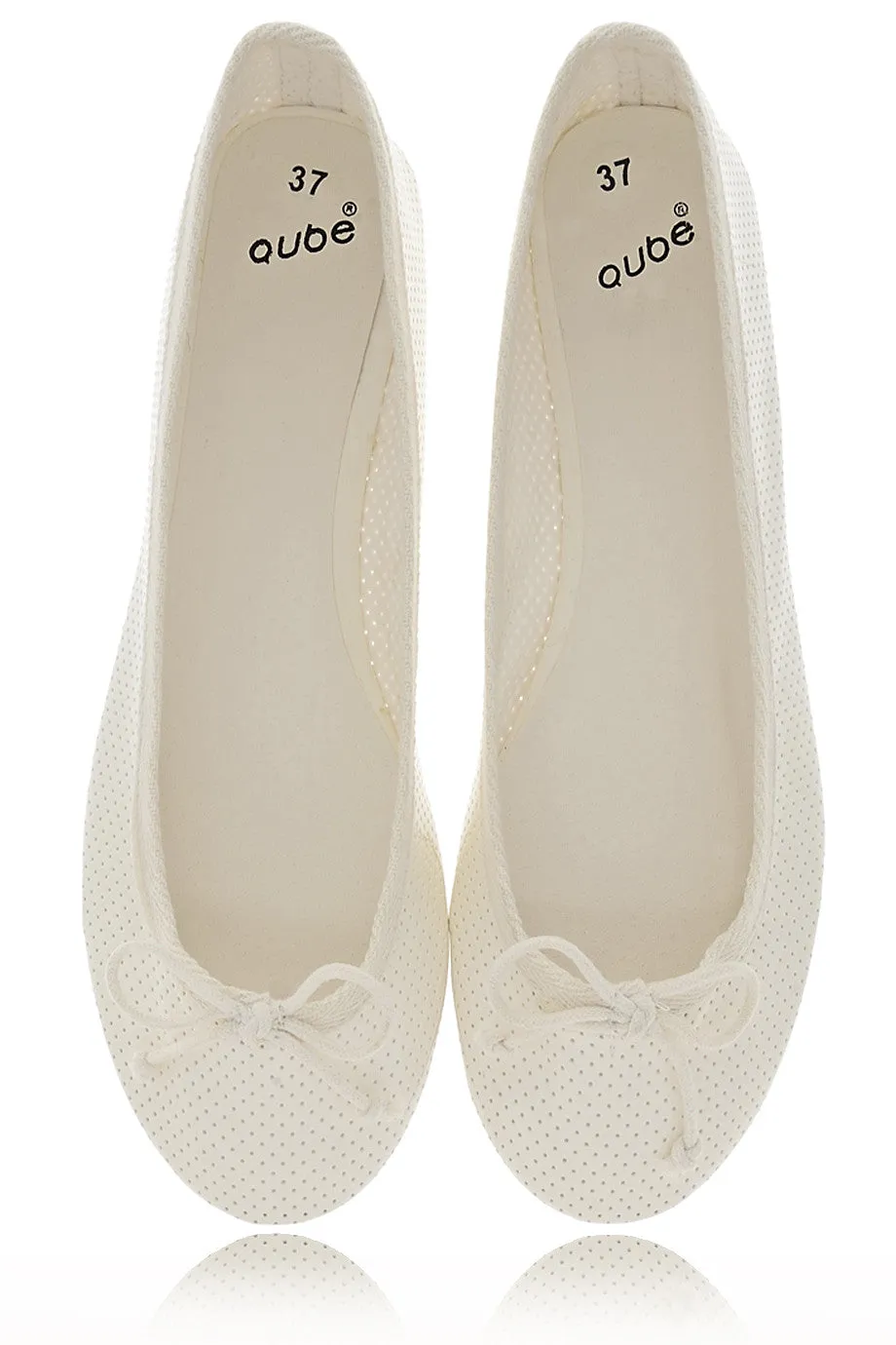 MABLE Off White Patent Ballerinas