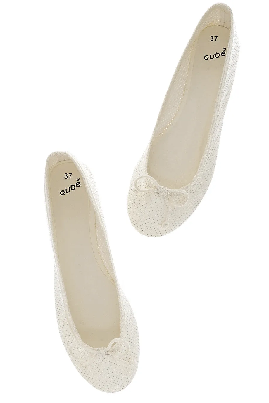 MABLE Off White Patent Ballerinas