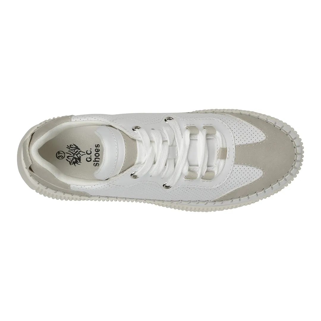 Madrid Beige White Lace-Up Sneakers