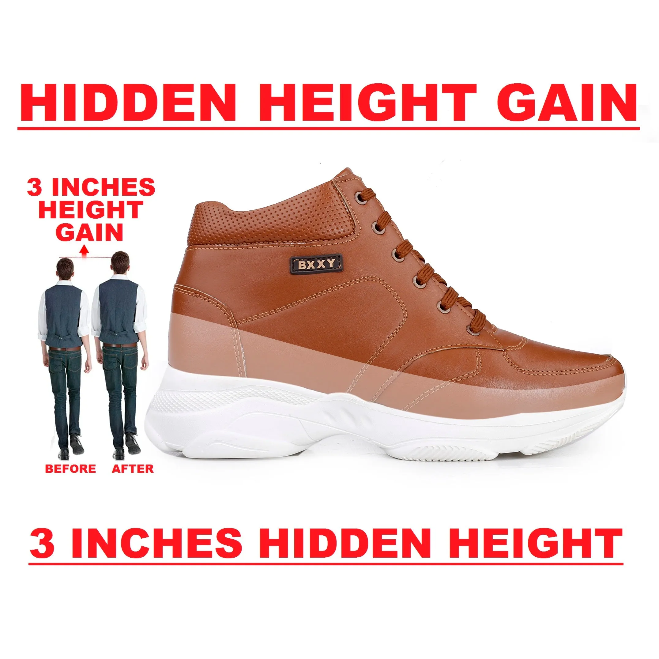 Men's 3 Inch Hidden Height Increasing Casual Outdoor Sneakers Boot in Eva Sole