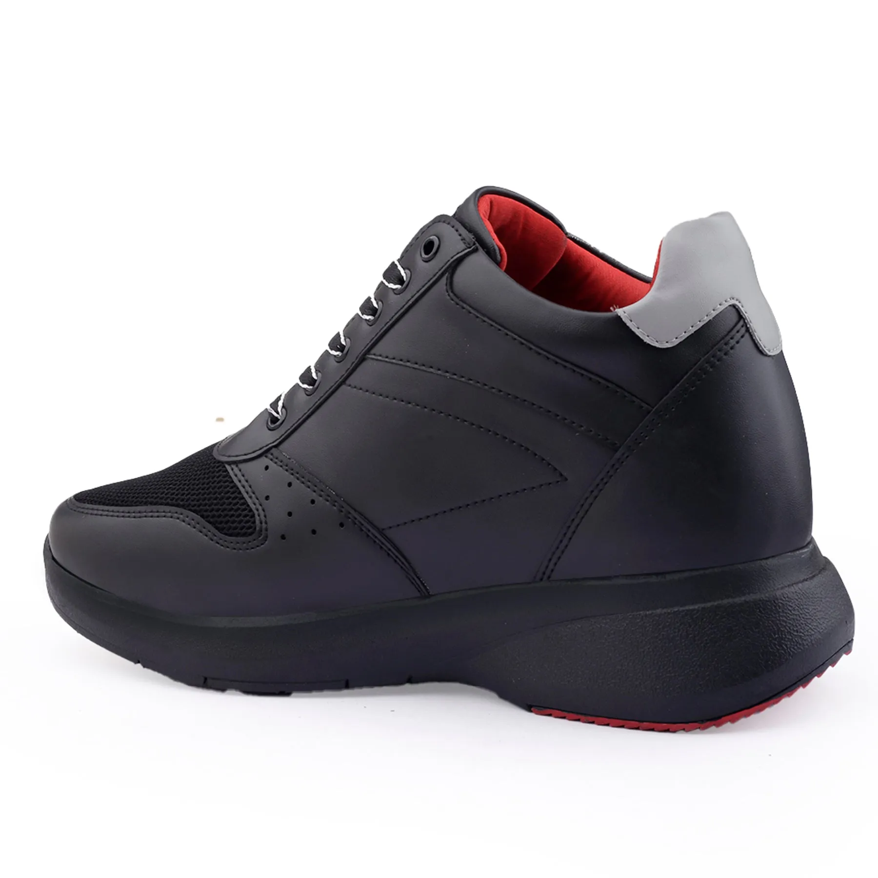 Men's 3.5 Inch Hidden Height Increasing Faux Leather Material Casual Sneaker Lace up Shoes