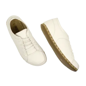 Men's Copper Rivet Earthing Leather Sneaker in White