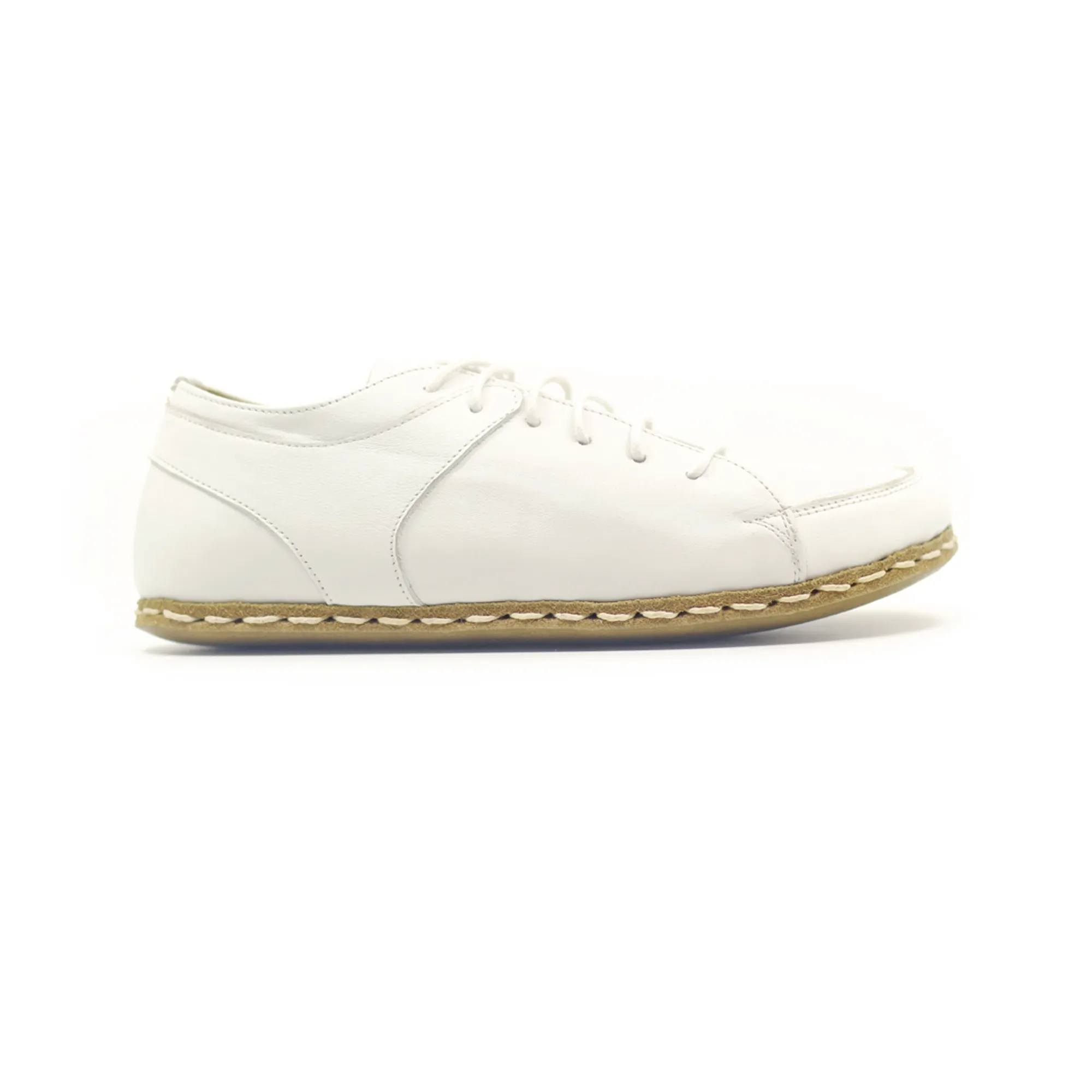 Men's Copper Rivet Earthing Leather Sneaker in White