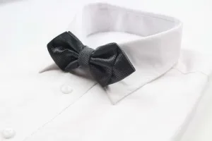 Mens Gunmetal Diamond Shaped Checkered Bow Tie