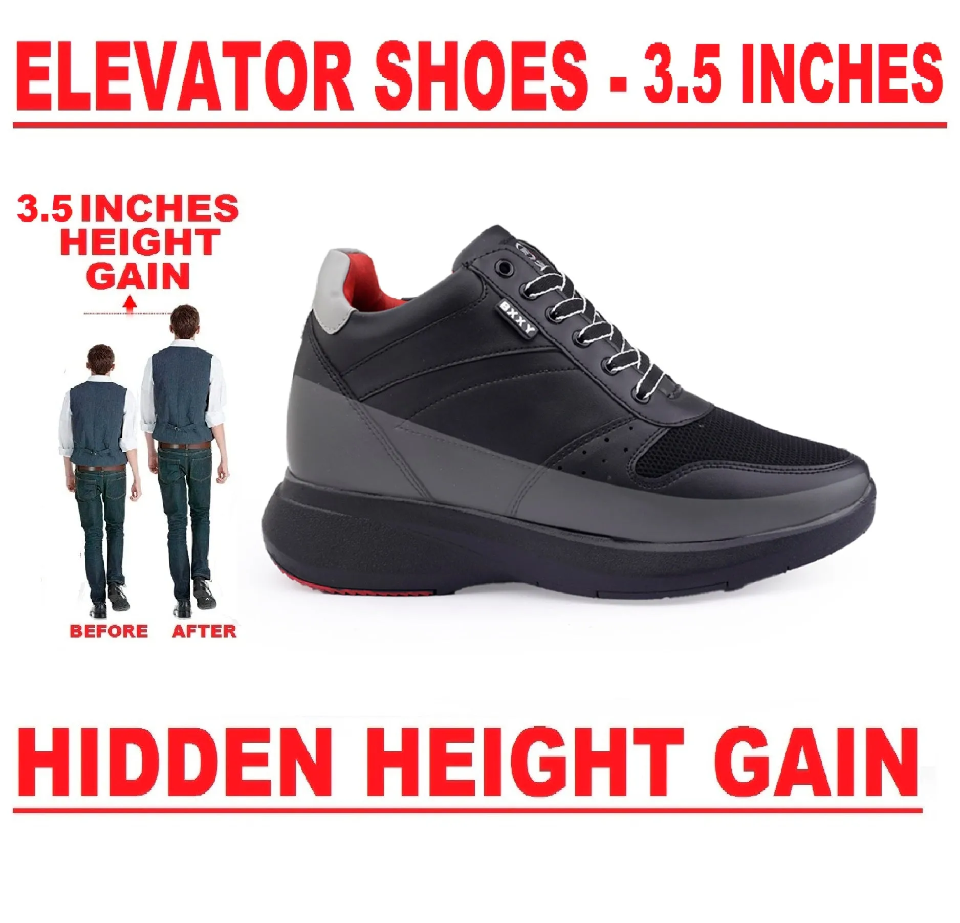 Men's Latest 3.5 Inch Hidden Height Increasing Casual Sneaker And Party Wear Lace-Up Shoes