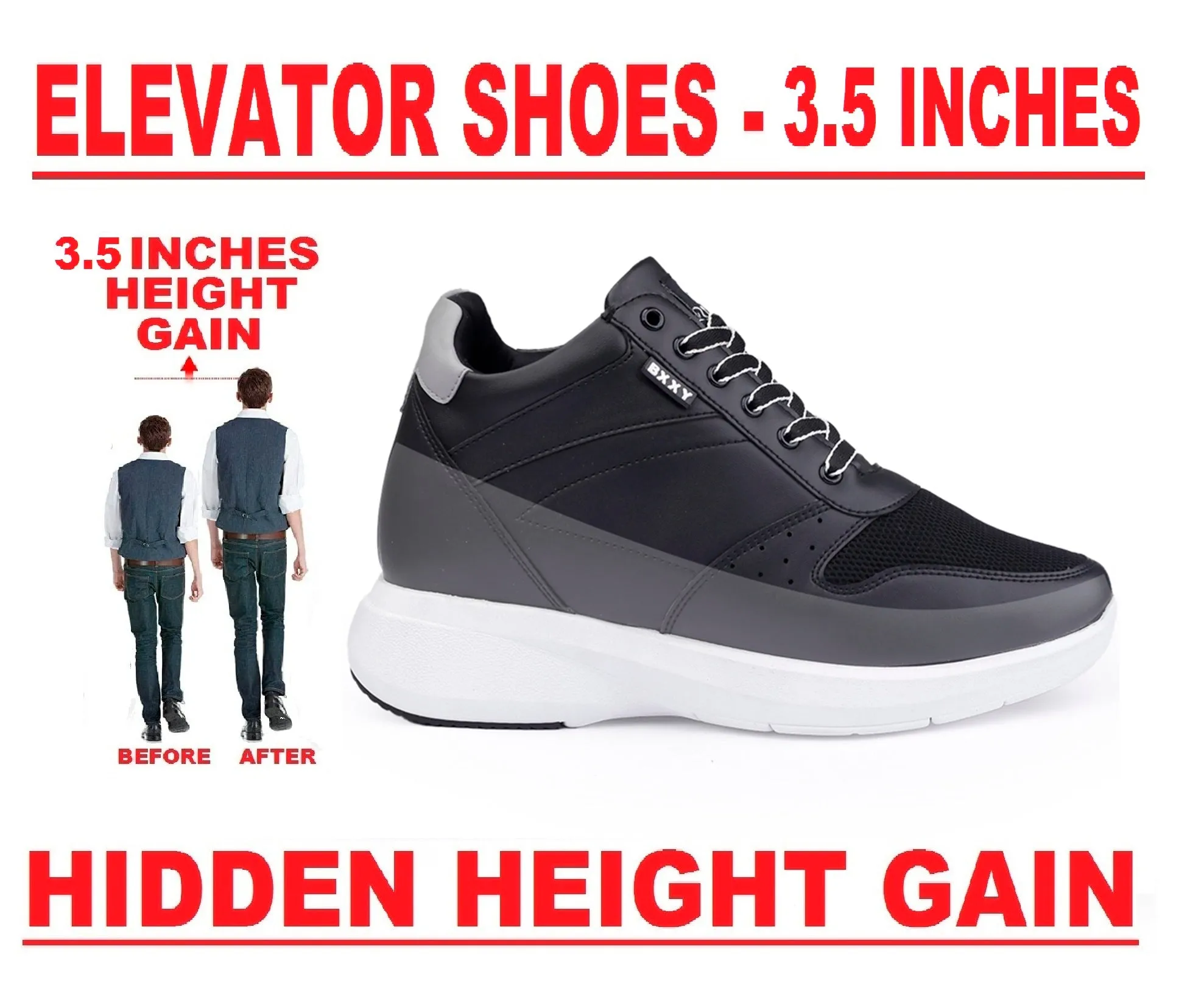 Men's Latest 3.5 Inch Hidden Height Increasing Casual Sneaker And Party Wear Lace-Up Shoes