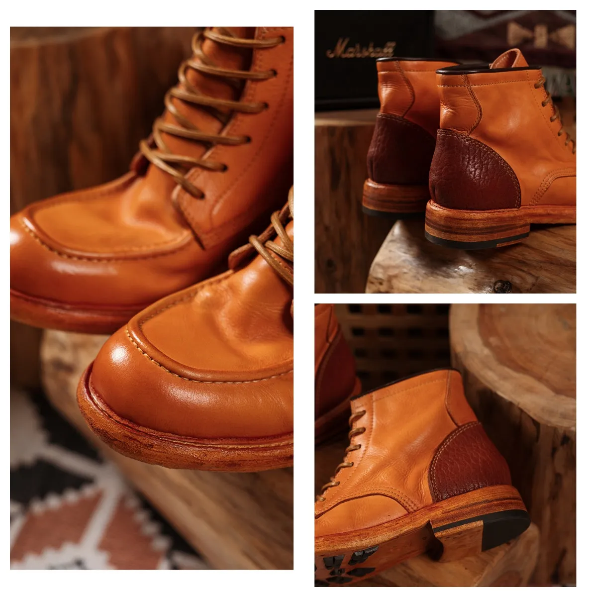 Men's Moc Toe Leather Work Boots