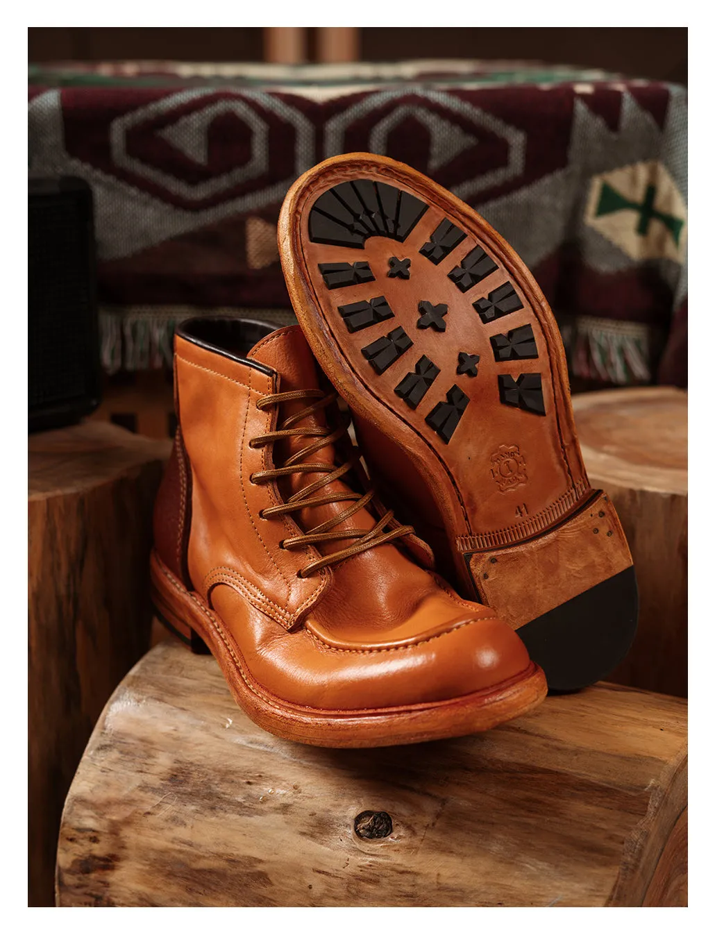 Men's Moc Toe Leather Work Boots