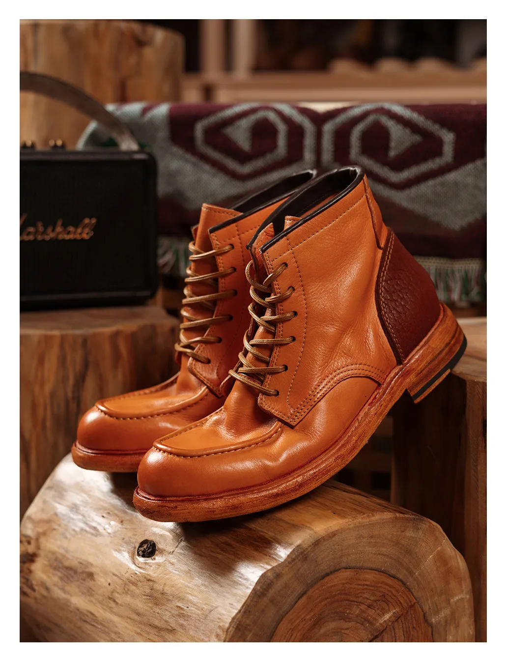 Men's Moc Toe Leather Work Boots