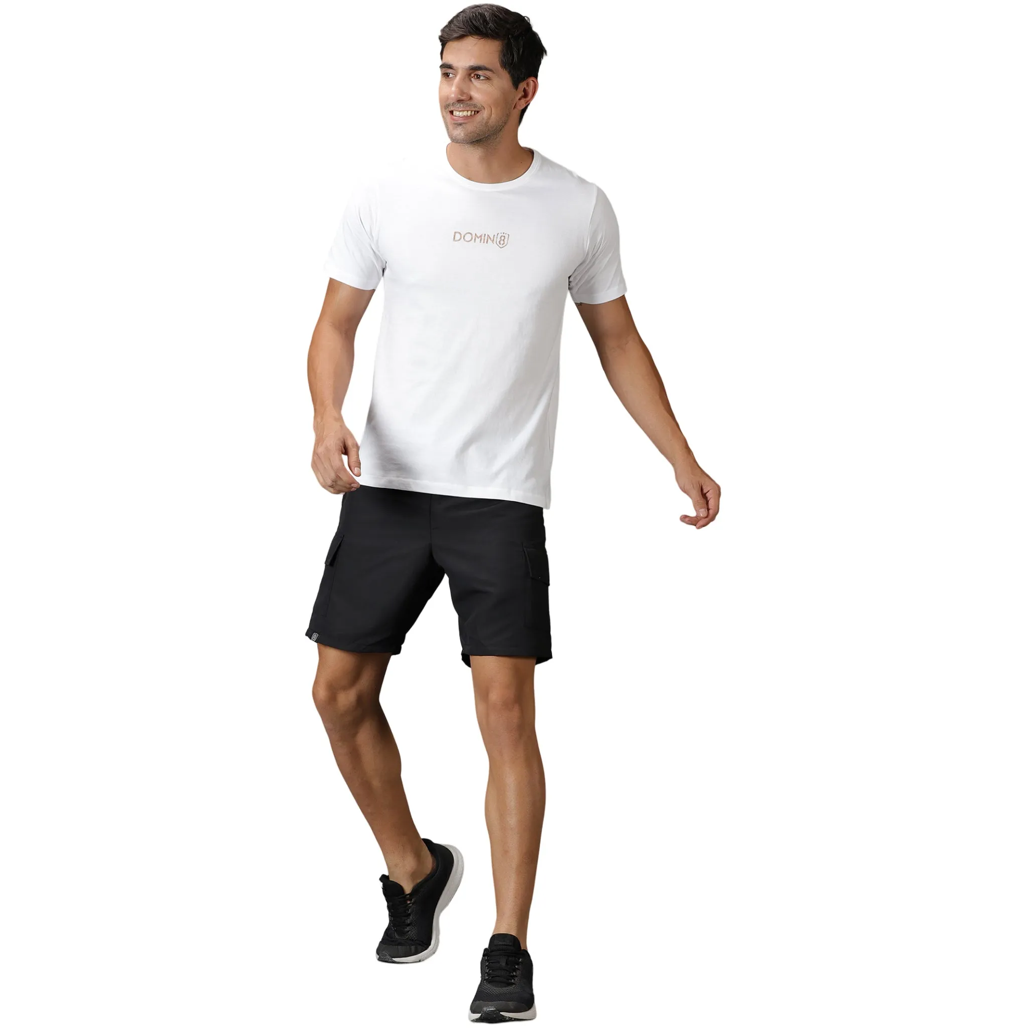 Men's solid Shorts with Drawstring waist & Patch pockets