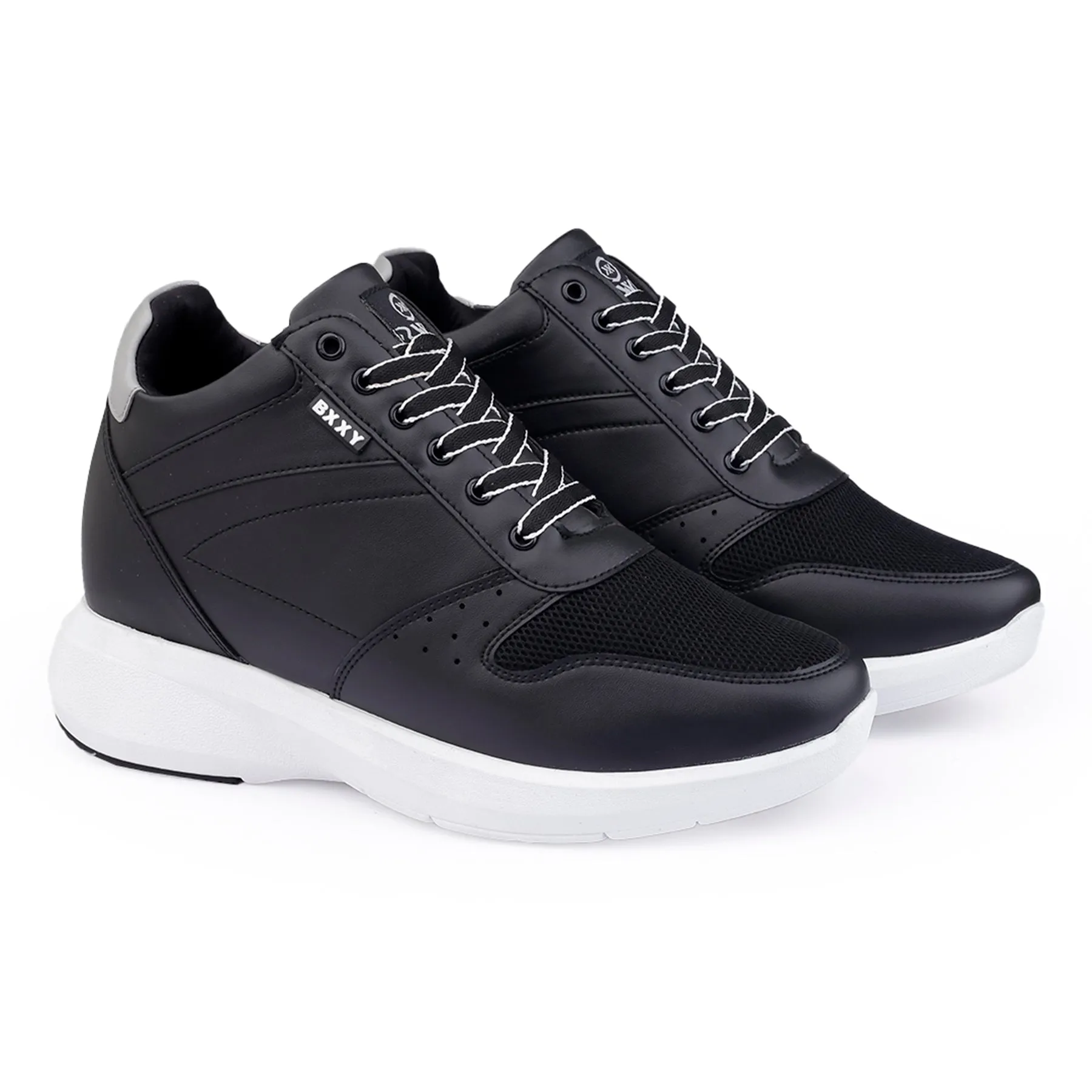 Men's Stylish Hidden Height Increasing Pu Leather Material Casual Sneaker Lace up Shoes