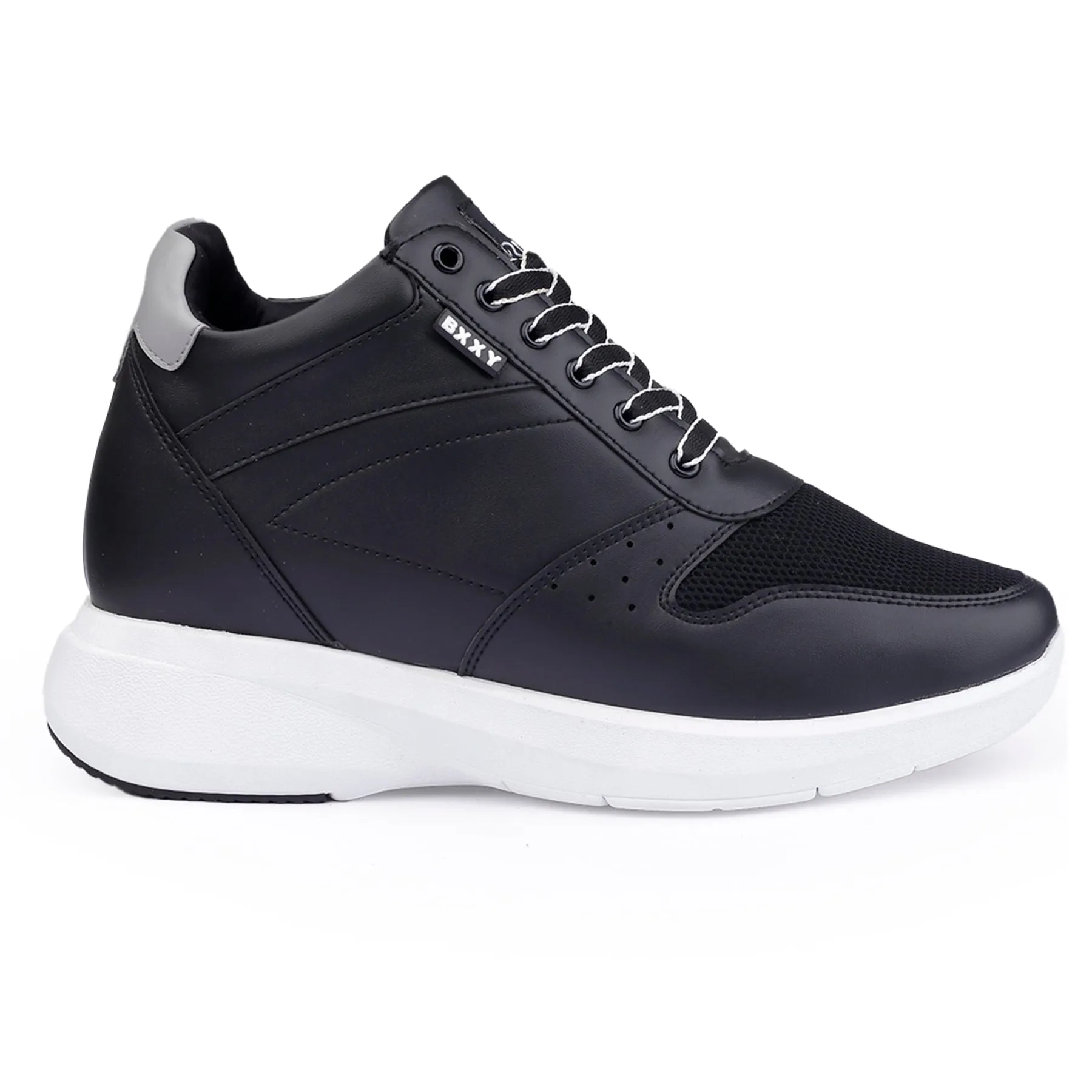 Men's Stylish Hidden Height Increasing Pu Leather Material Casual Sneaker Lace up Shoes