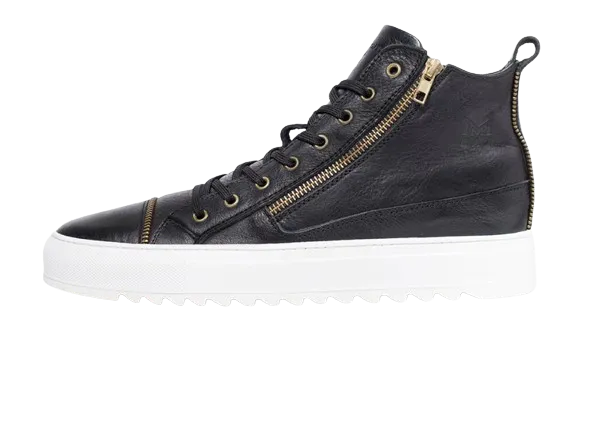 MMS Leather Black Boot 1/4 Zip Italian Sneaker