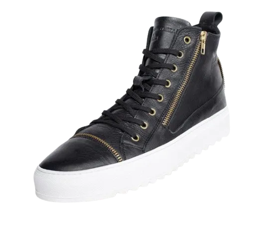 MMS Leather Black Boot 1/4 Zip Italian Sneaker