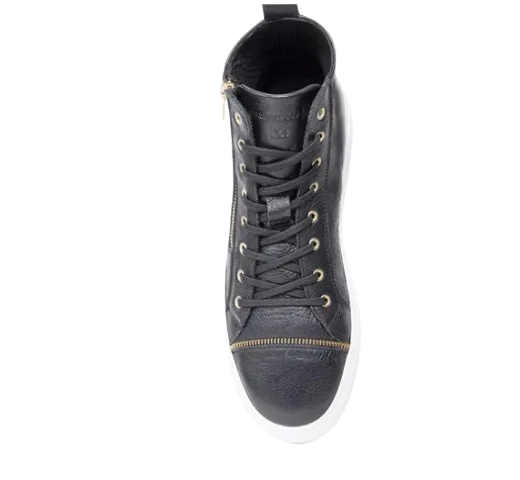 MMS Leather Black Boot 1/4 Zip Italian Sneaker