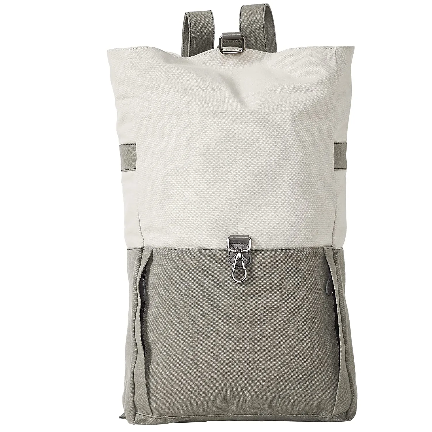 Mona B - Ice grey 100% cotton canvas back pack for offices schools and colleges with two outside pockets