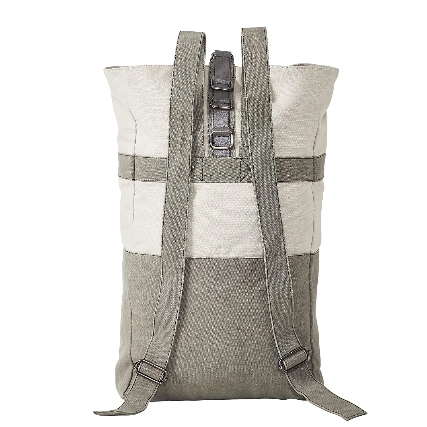 Mona B - Ice grey 100% cotton canvas back pack for offices schools and colleges with two outside pockets