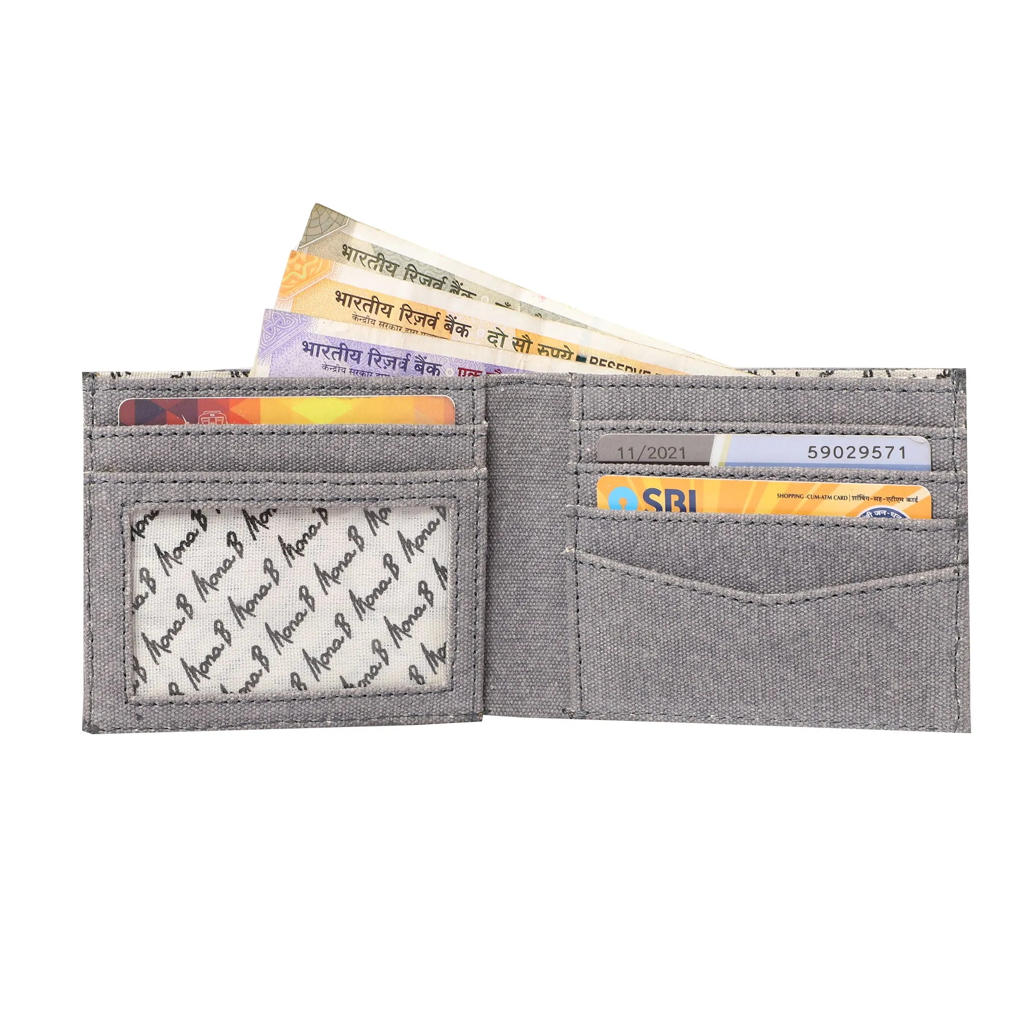 Mona B RFID Blocking Wallet & Key Fob Combo Gift Set for Men: Arctic Light Grey