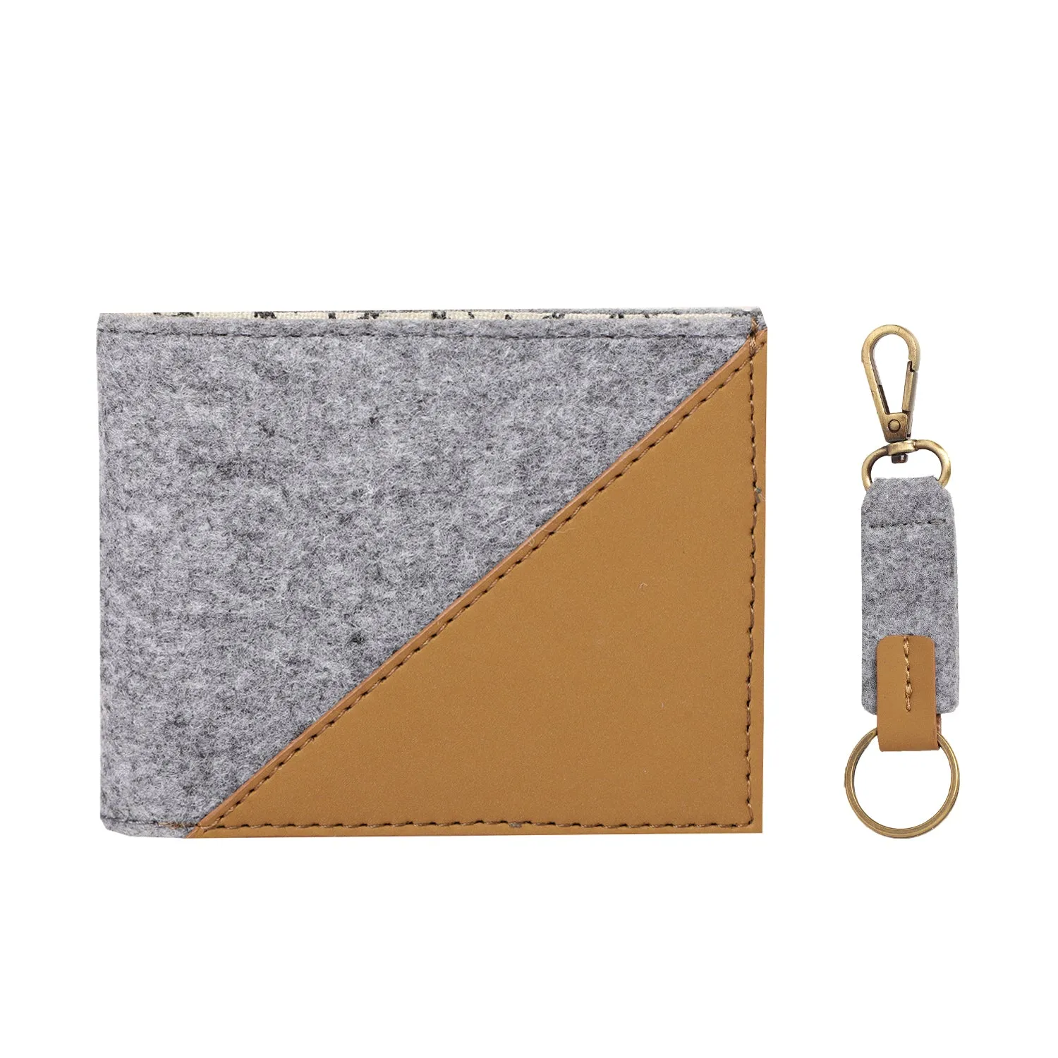 Mona B RFID Blocking Wallet & Key Fob Combo Gift Set for Men: Arctic Light Grey