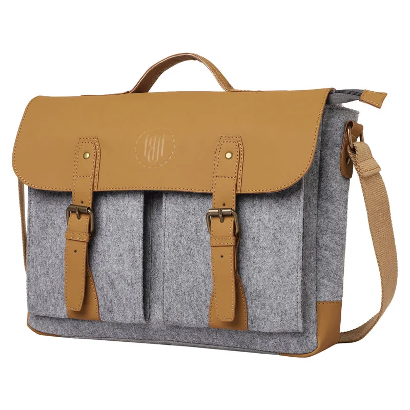 Mona B Unisex Canvas Messenger Crossbody Laptop/Tablet/MacBook Bag: Arctic Light Grey