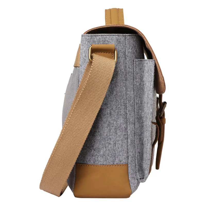 Mona B Unisex Canvas Messenger Crossbody Laptop/Tablet/MacBook Bag: Arctic Light Grey