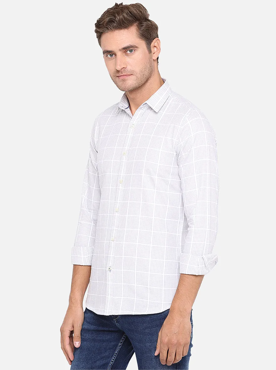 Mountain Mist Checked Slim Fit Casual Shirt | JadeBlue