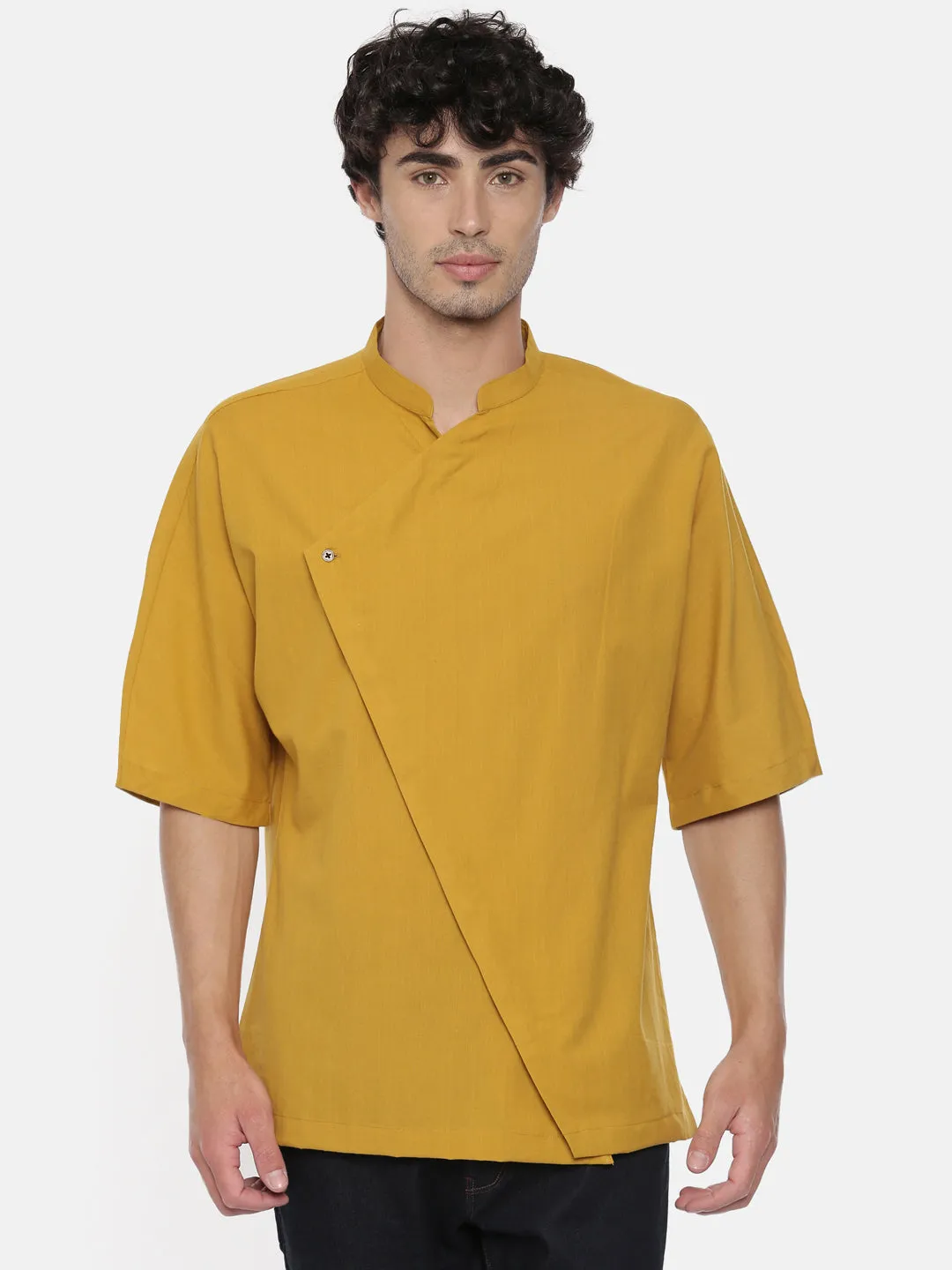 Mustard Kimono Sleeve Short Kurta - MMSK036