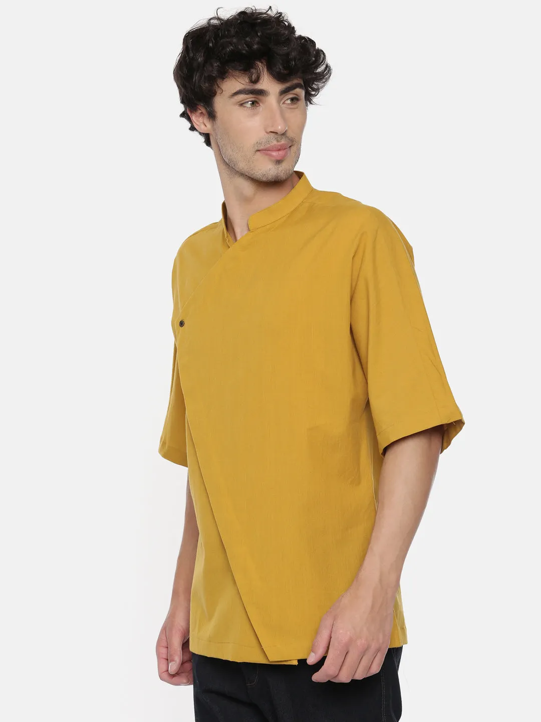 Mustard Kimono Sleeve Short Kurta - MMSK036