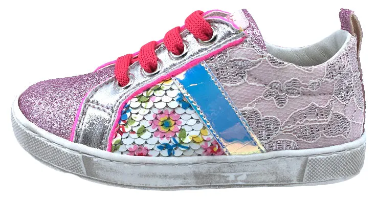 Naturino Girl's Ostenda Fashion Sneakers, Glitter/Rosa-Multi