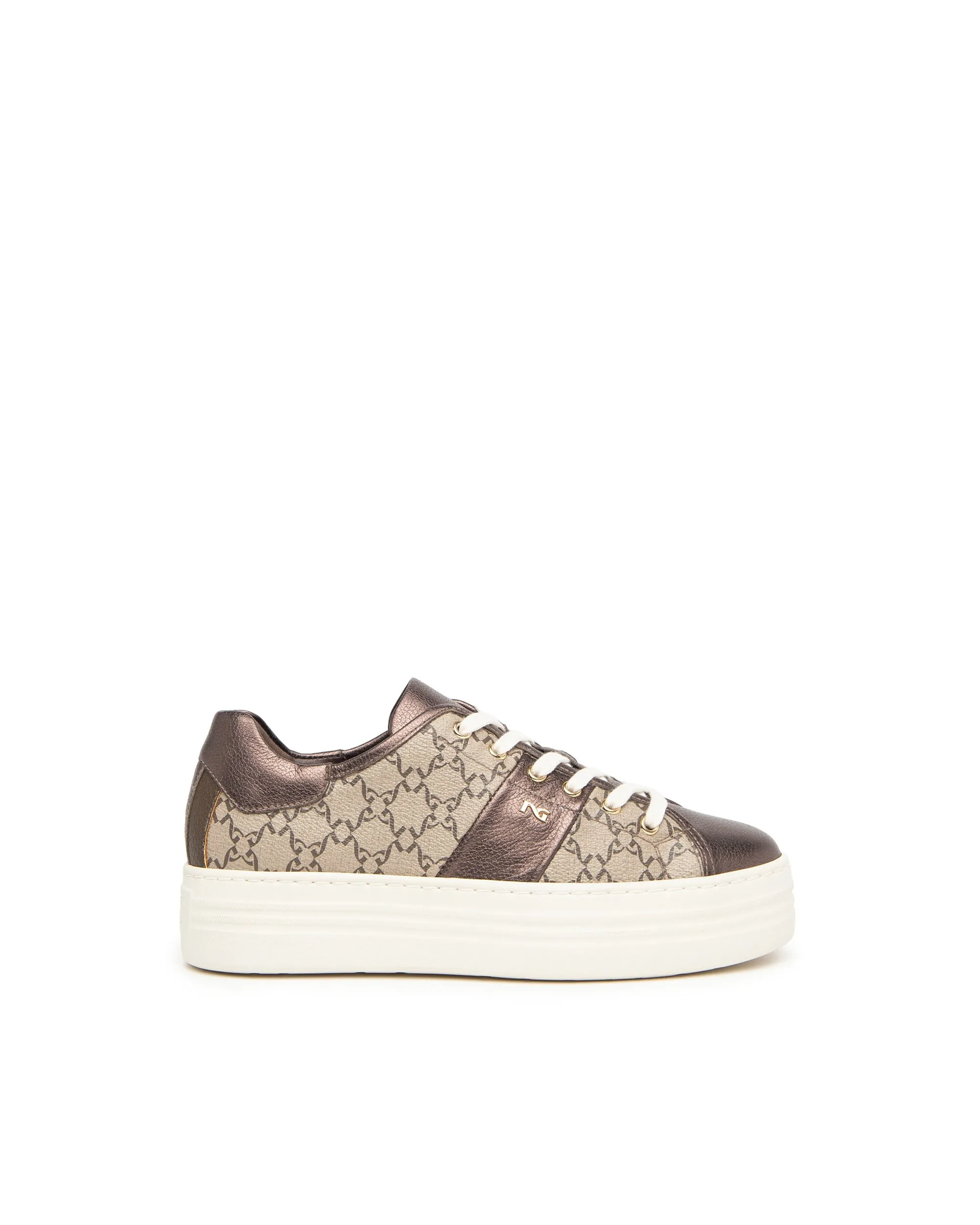 NeroGiardini Dark Brown & Beige Leather Trainers