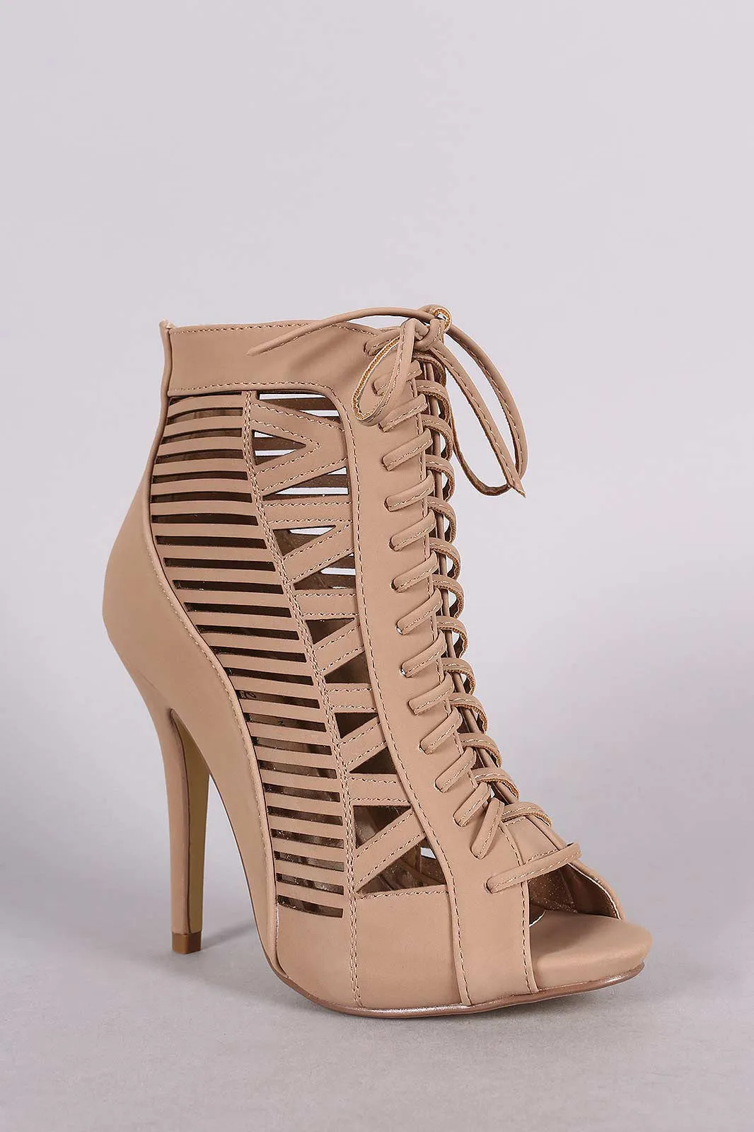 Nubuck Cutout Peep Toe Ankle Bootie