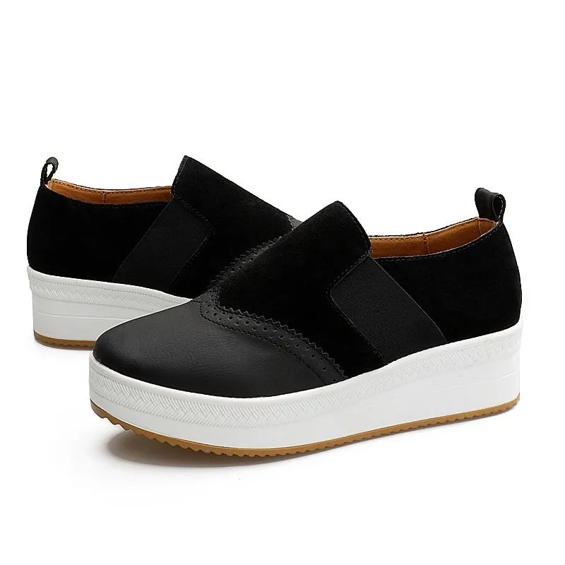 OCW Height Increase Women Genuine Leather Slip-ons