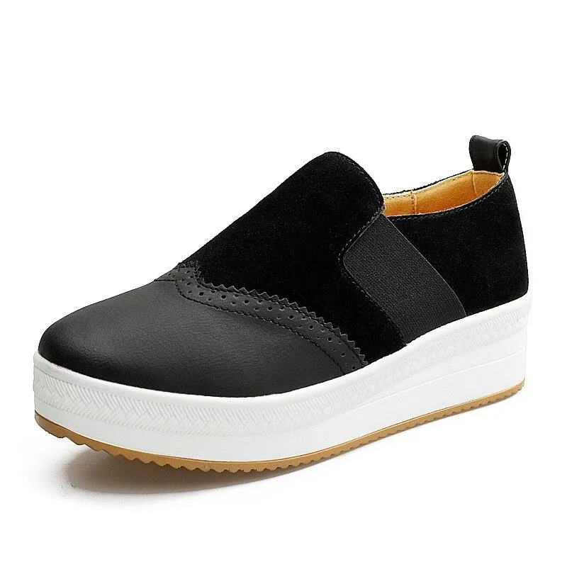 OCW Height Increase Women Genuine Leather Slip-ons