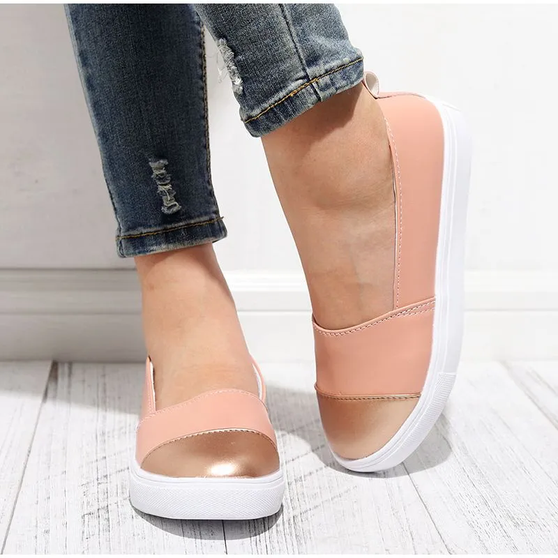 OCW Women Casual Shoes Anti-slip Round Toe Comfortable Platform Slip-On