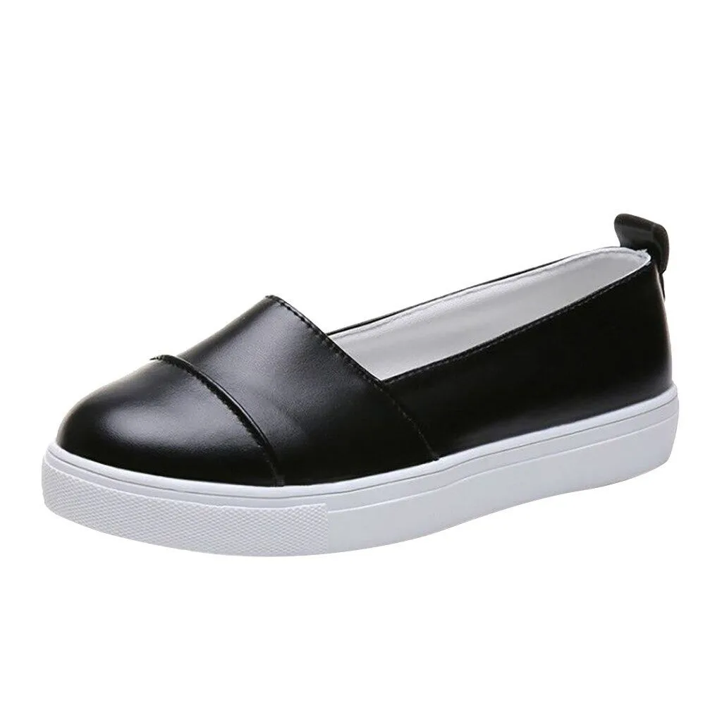 OCW Women Casual Shoes Anti-slip Round Toe Comfortable Platform Slip-On