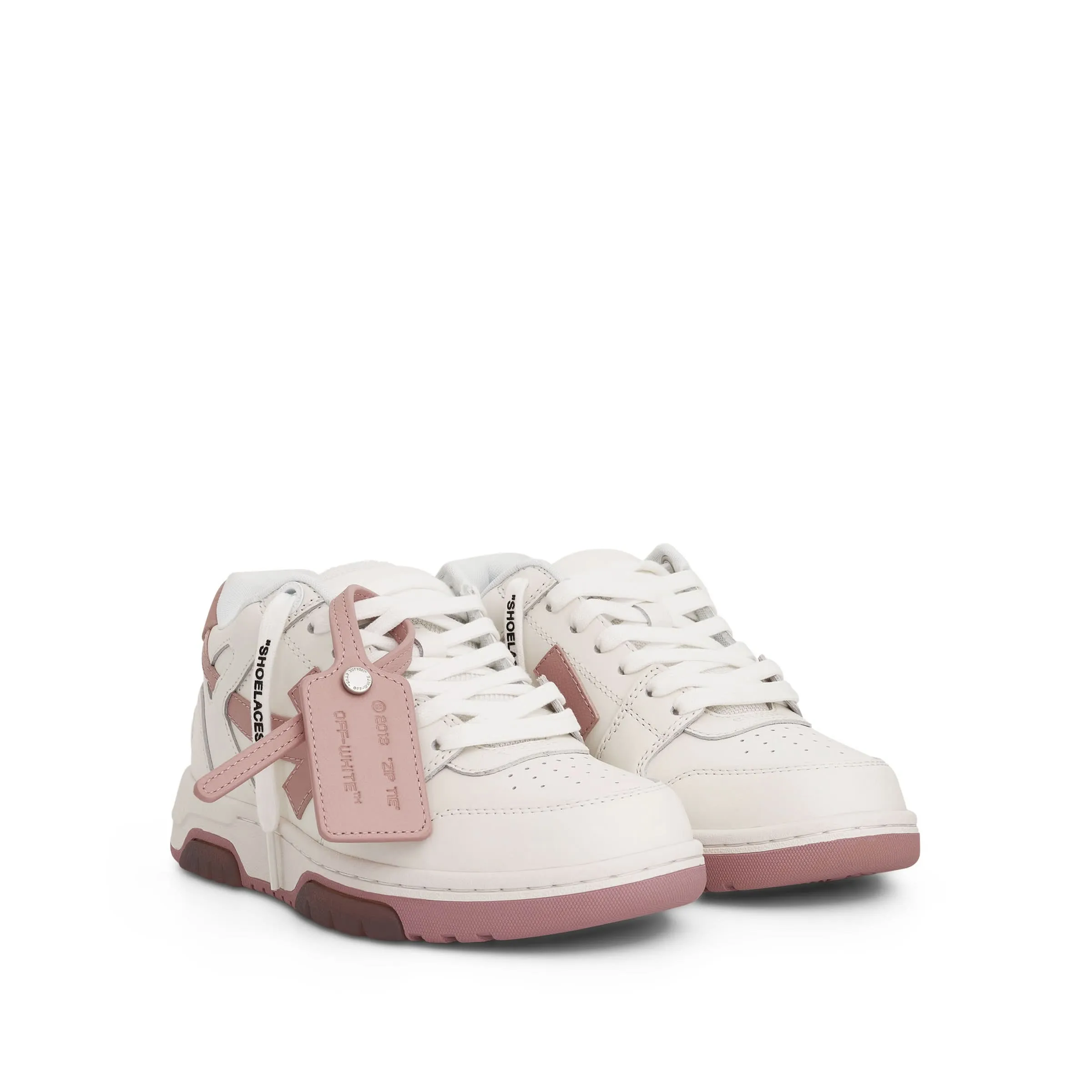 Out Of Office Calf Leather Sneaker in White/Pink