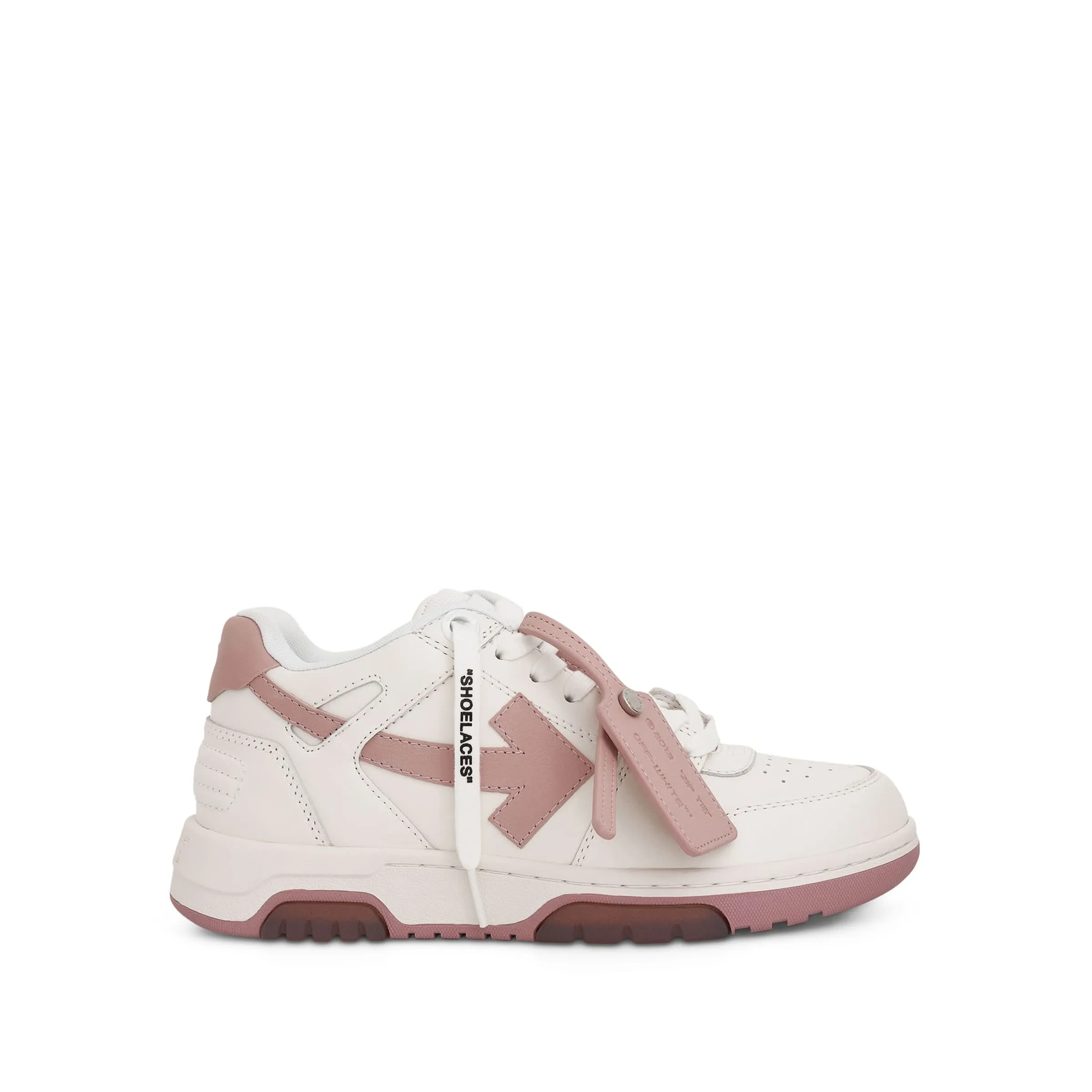 Out Of Office Calf Leather Sneaker in White/Pink