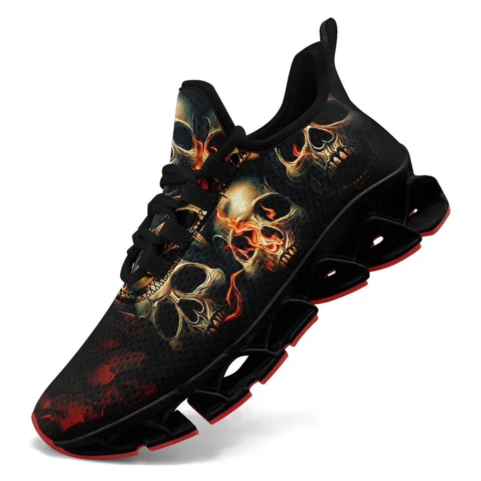 Personalized Gothic Cloud Sneakers, Custom Skull Comfortable Shoes, Breathable Shoes for Men and Women