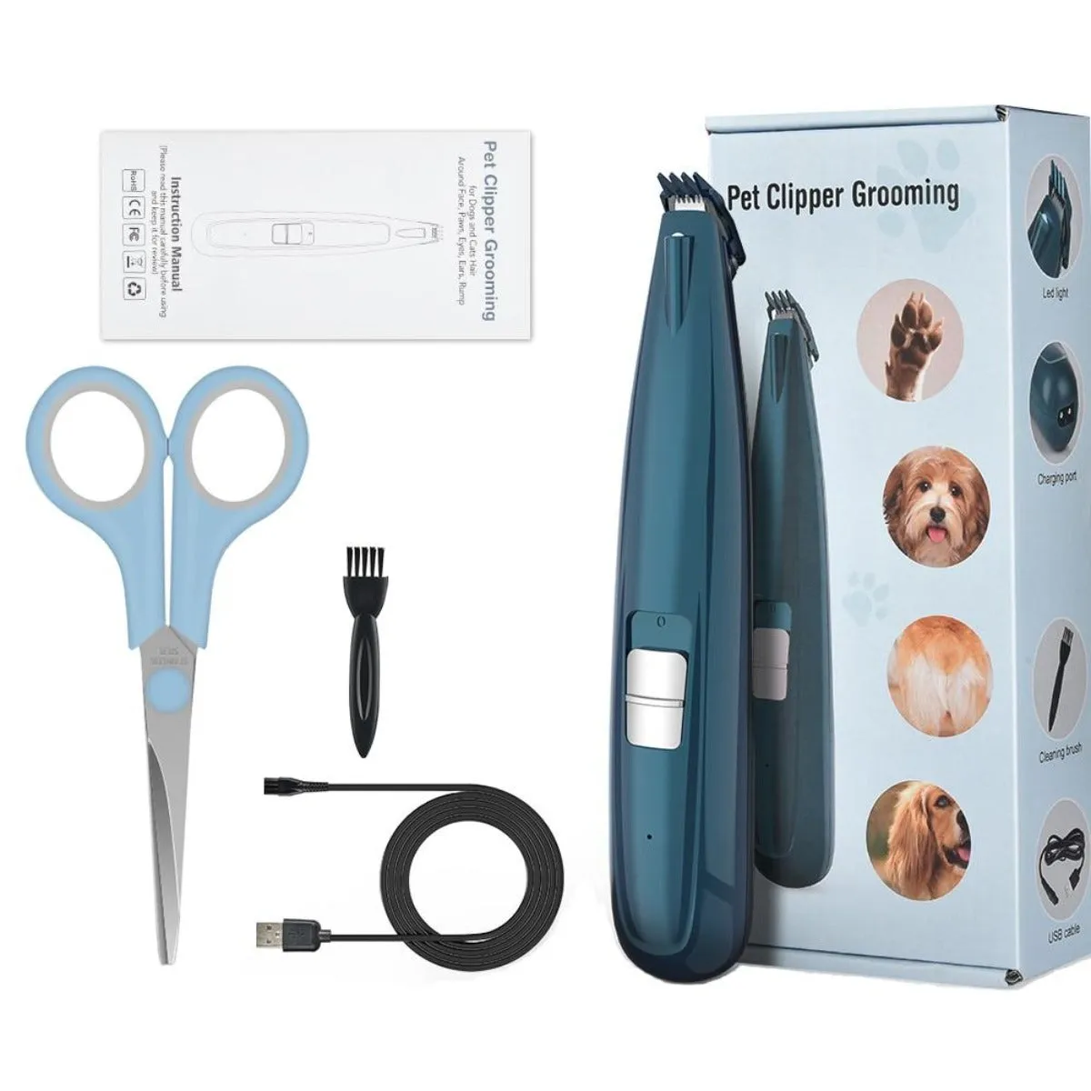 Pet Paw Hair Clippers With LED Light