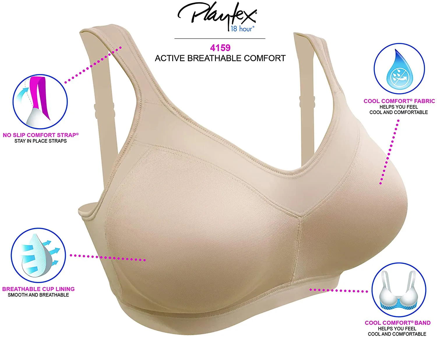 Playtex Women's 18 Hour Active Lifestyle Full Coverage Bra