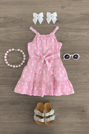 Polka Dot Tie Ruffle Dress