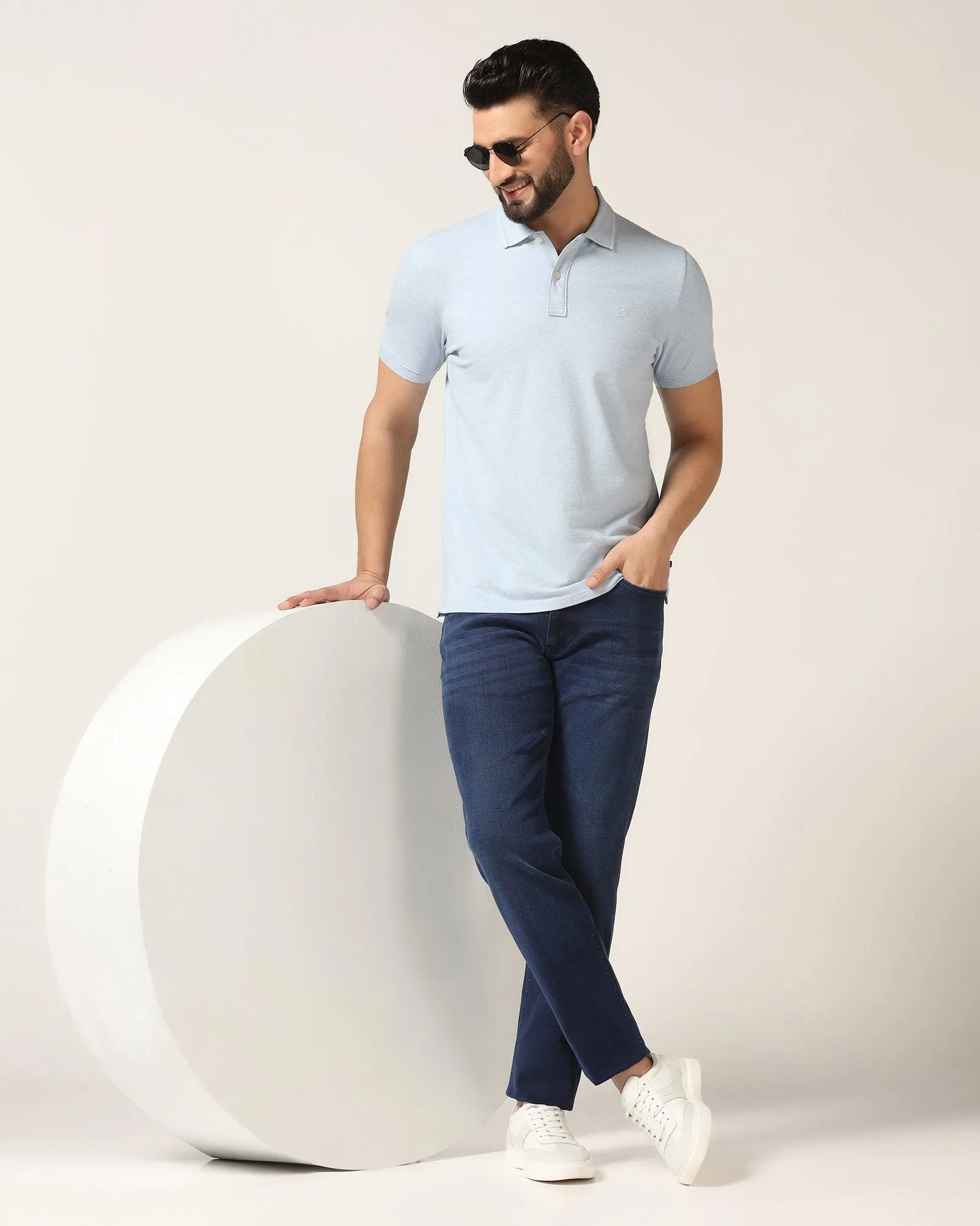 Polo Blue Melange Solid T-Shirt - Alec