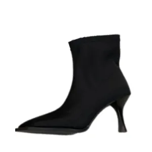 Pre Order:  Black Square Toe Stretch Ankle Boots