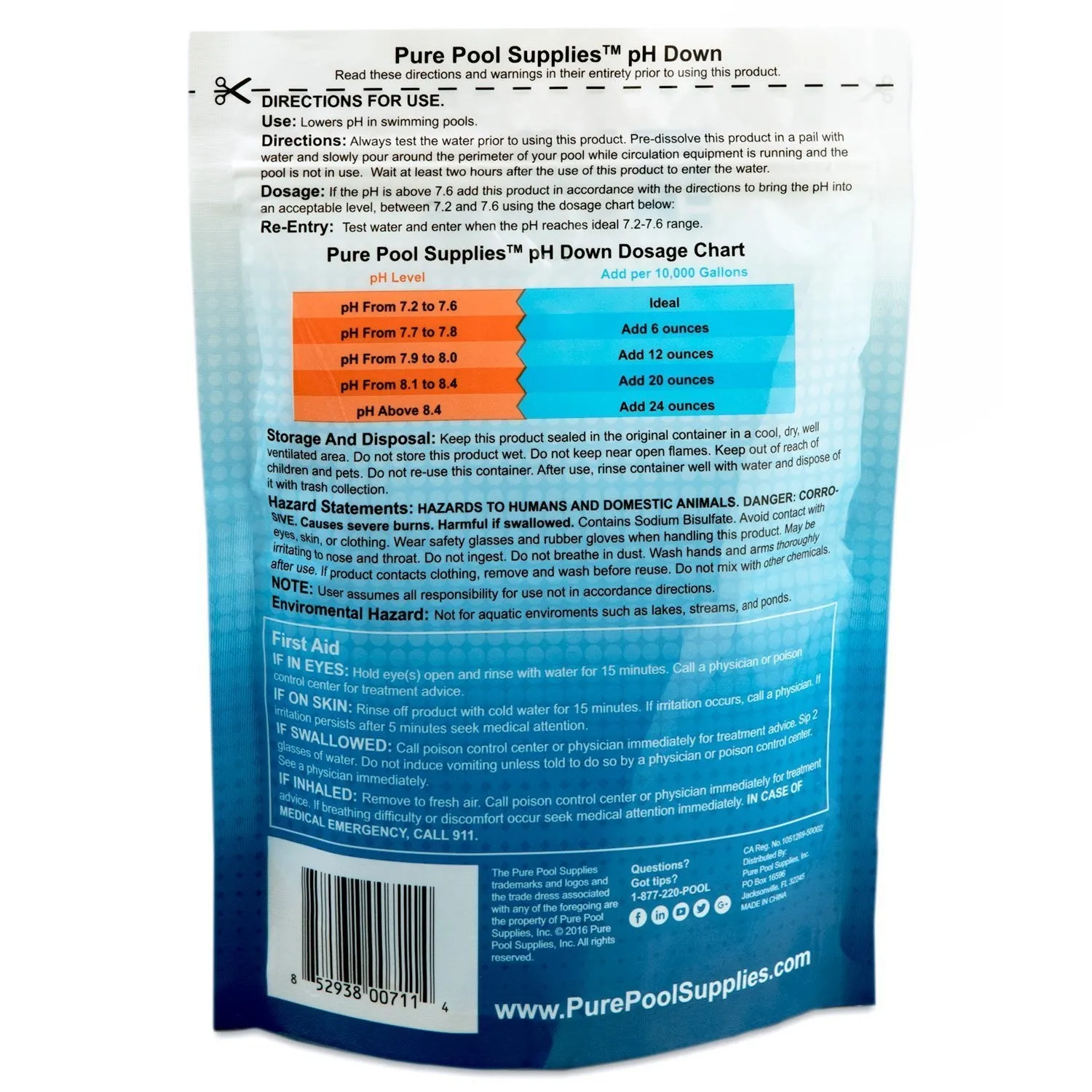 Pure Pool Supplies pH Down 2 Lbs. (pH Decreaser pH Minus Sodium Bisulfate) Pool Spa Balancer