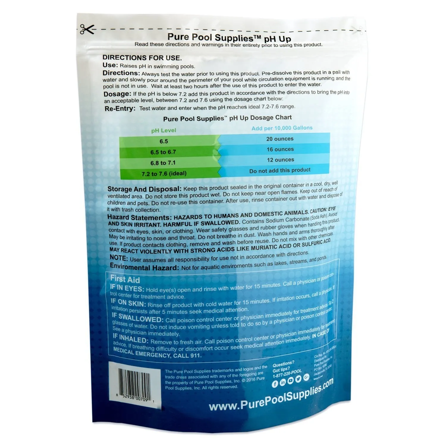 Pure Pool Supplies pH Up 10 Lbs. (pH Increaser pH Plus Soda Ash Sodium Carbonate) Pool Spa Balancer