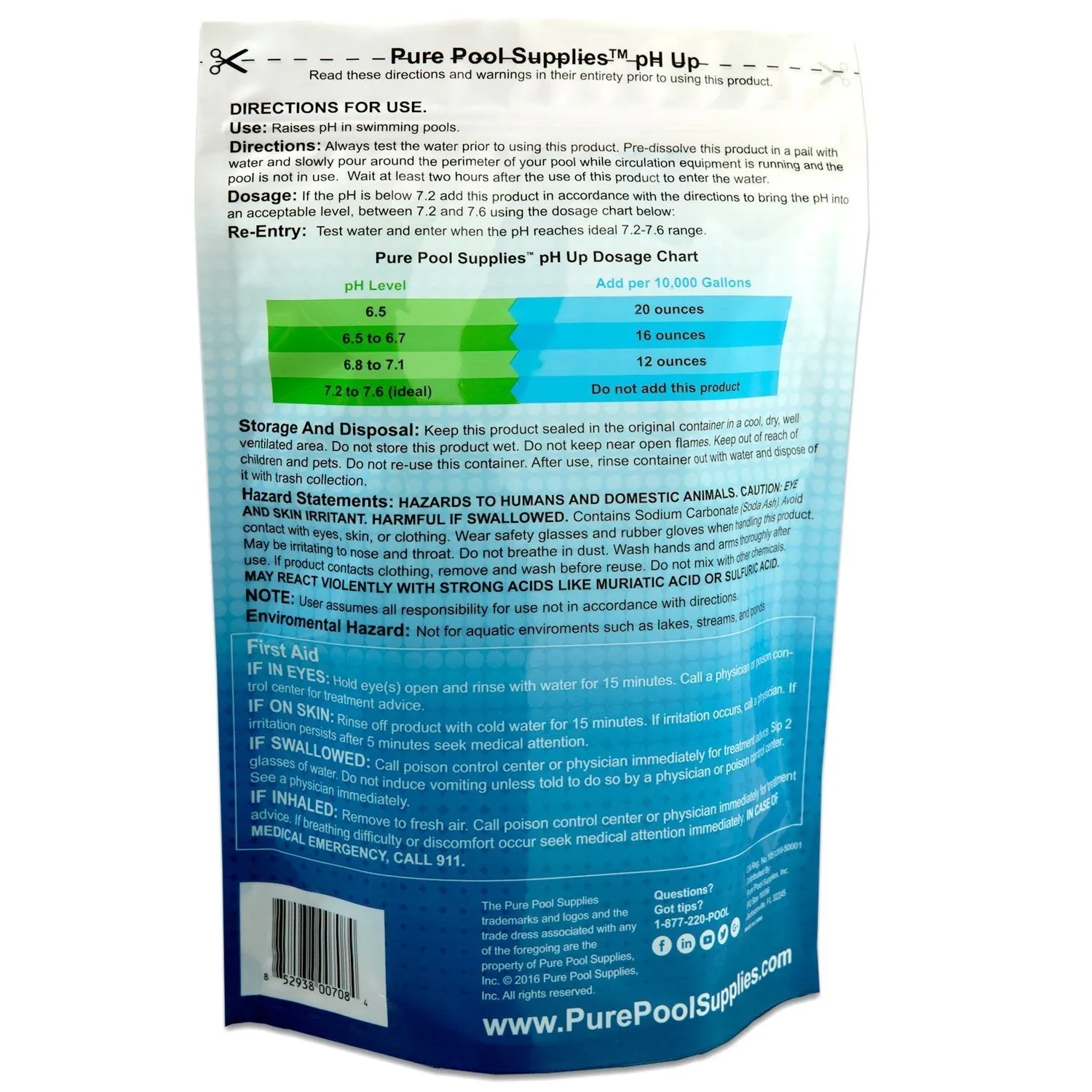 Pure Pool Supplies pH Up 5 Lbs. (pH Increaser pH Plus Soda Ash Sodium Carbonate) Pool Spa Balancer