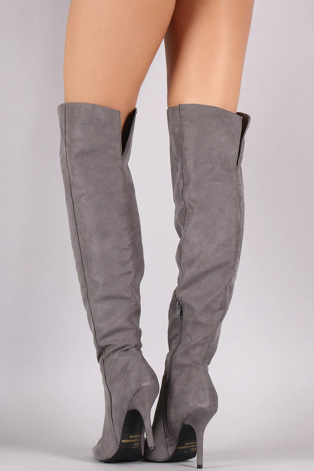 Qui - Pointy Toe Thigh High Stiletto Boots