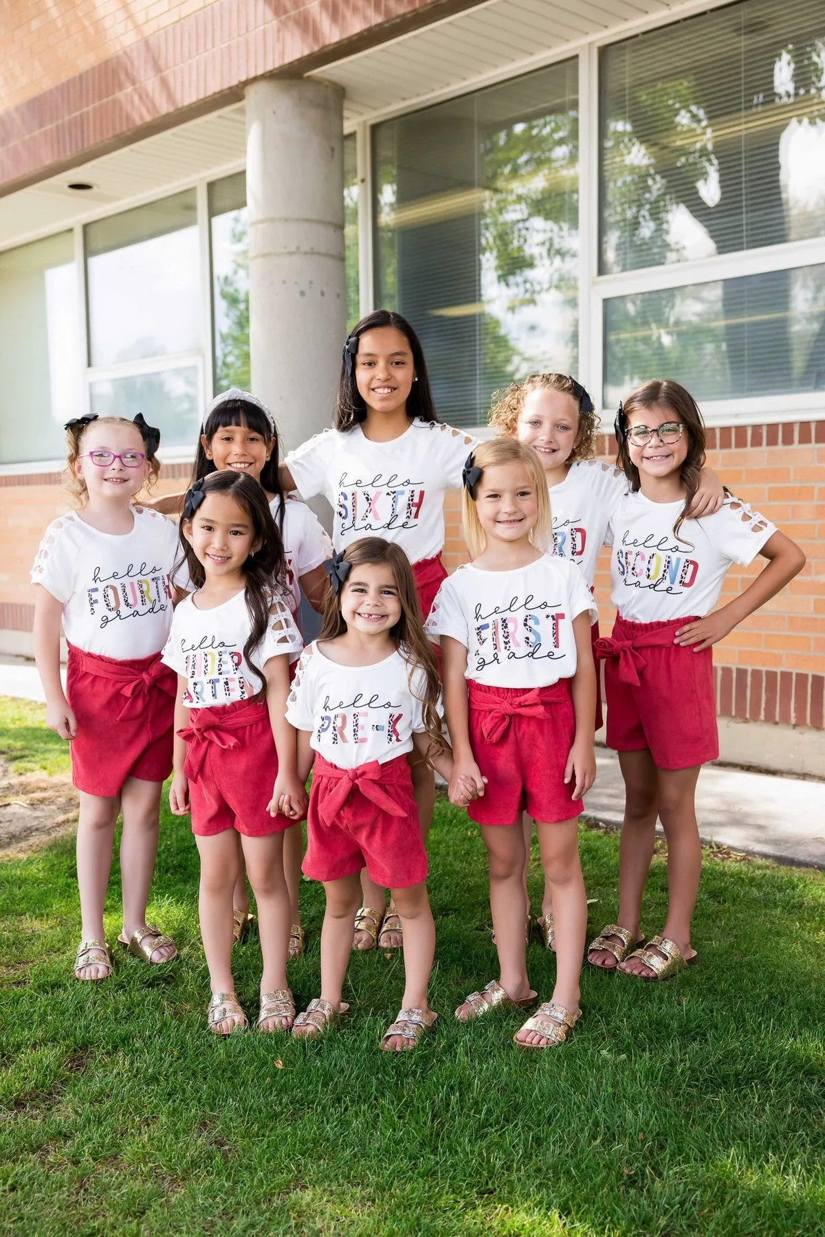 "Hello Pre-K - 6th Grade" Corduroy Short Set