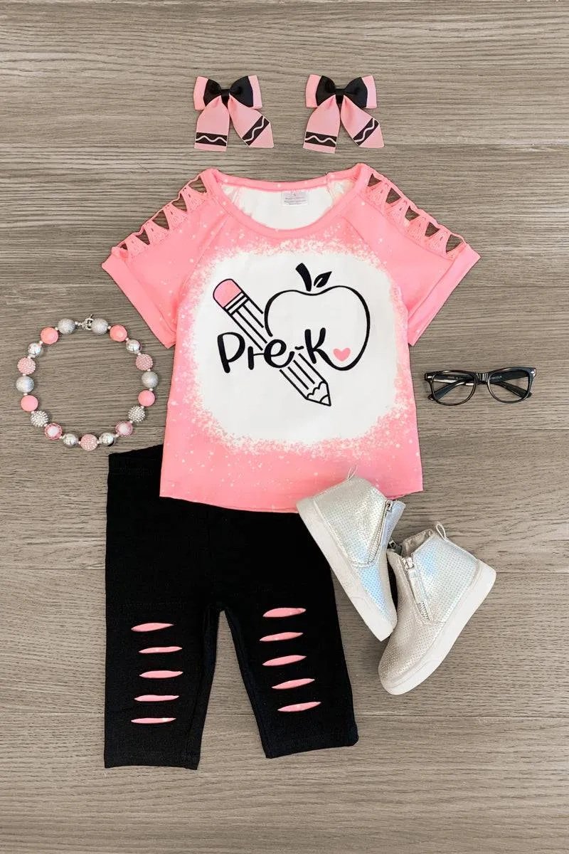 "Pre-K - 5th Grade" Pink Capri Set