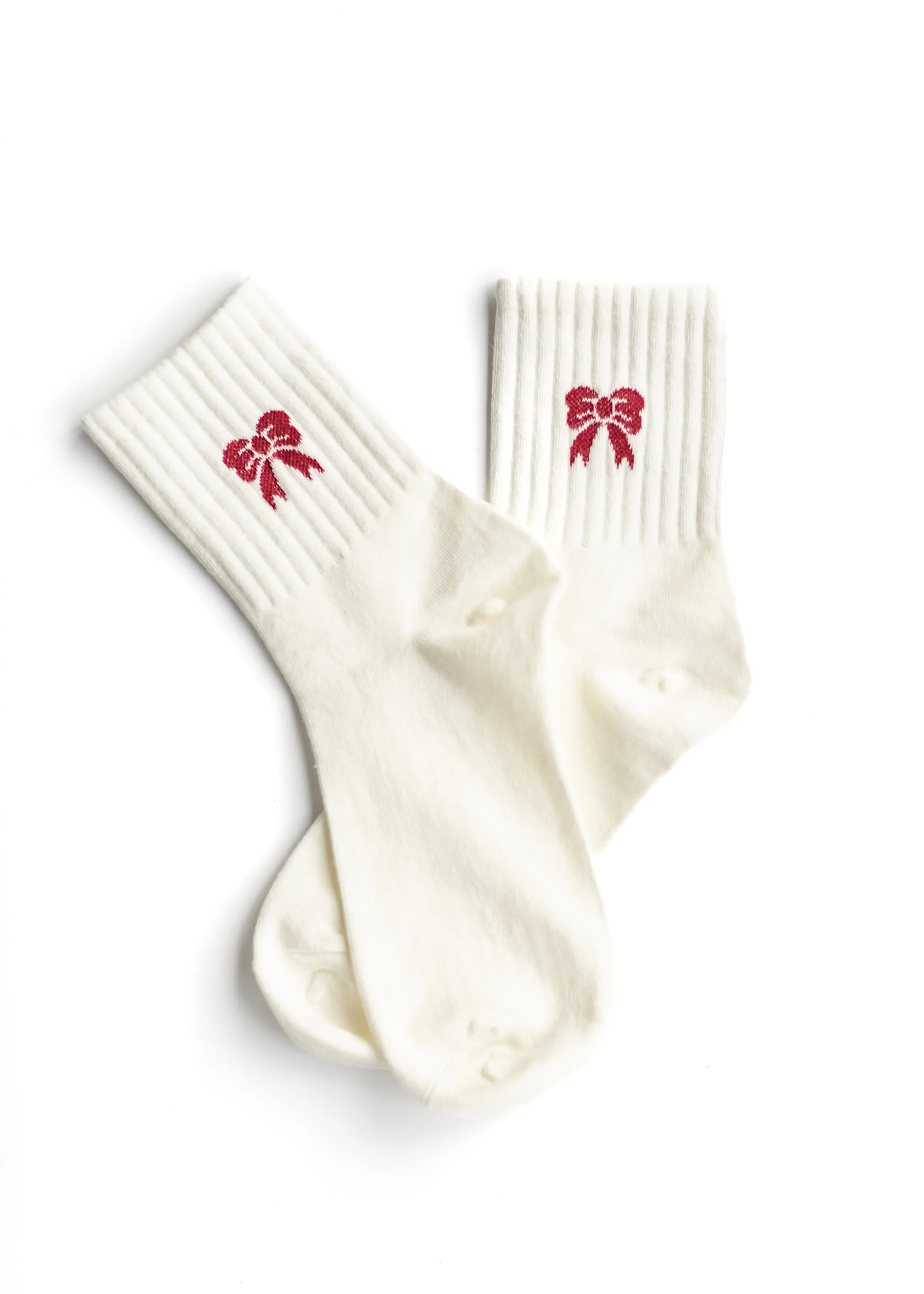 Red Bow Mid-Calf Socks